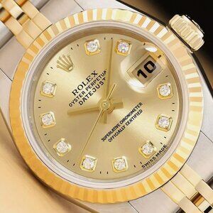 MINT ROLEX DATEJUST LADIES FACTORY 18K GOLD 2-TONE WATCH